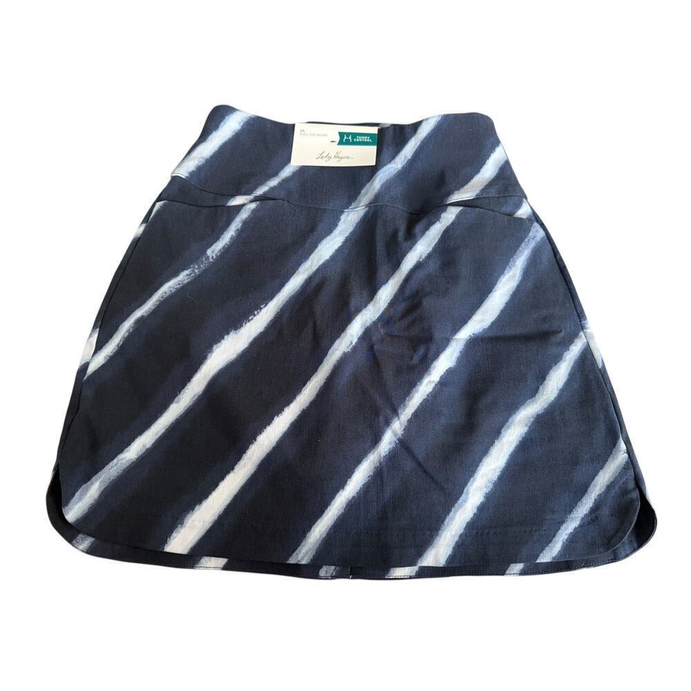 NWT Lady Hagen Women's Shibori Stripes Navy 17" Control Golf Skort Size XS